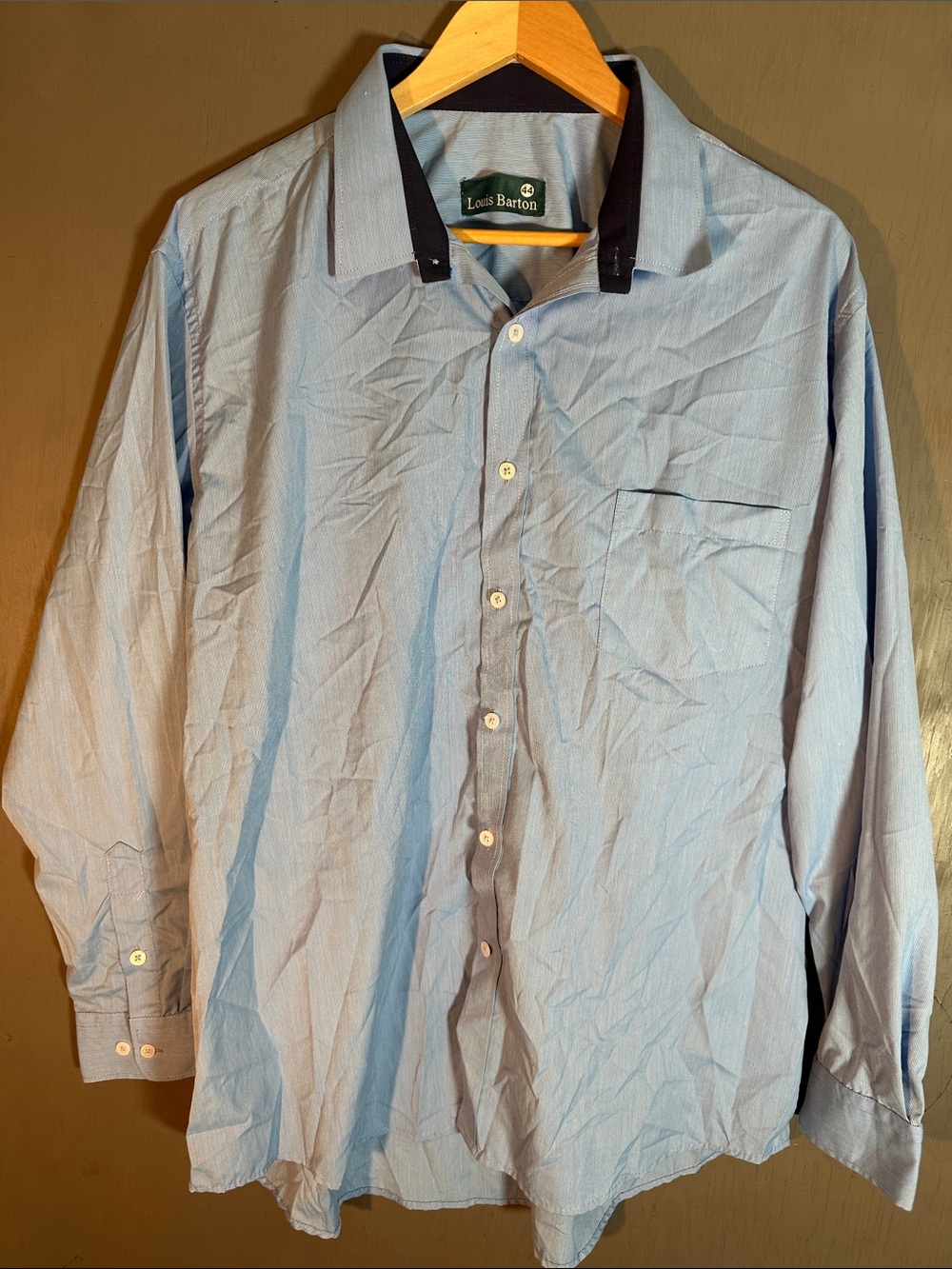 Louis Barton Light Blue Dress Shirt with Dark Contrast Collar